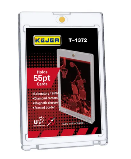 Kejea trading card holder with a basketball player on the front, on a white background