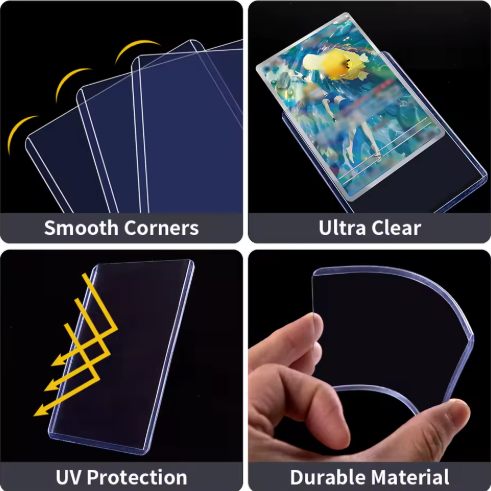 Collage of screen protectors with features highlighted on a black background